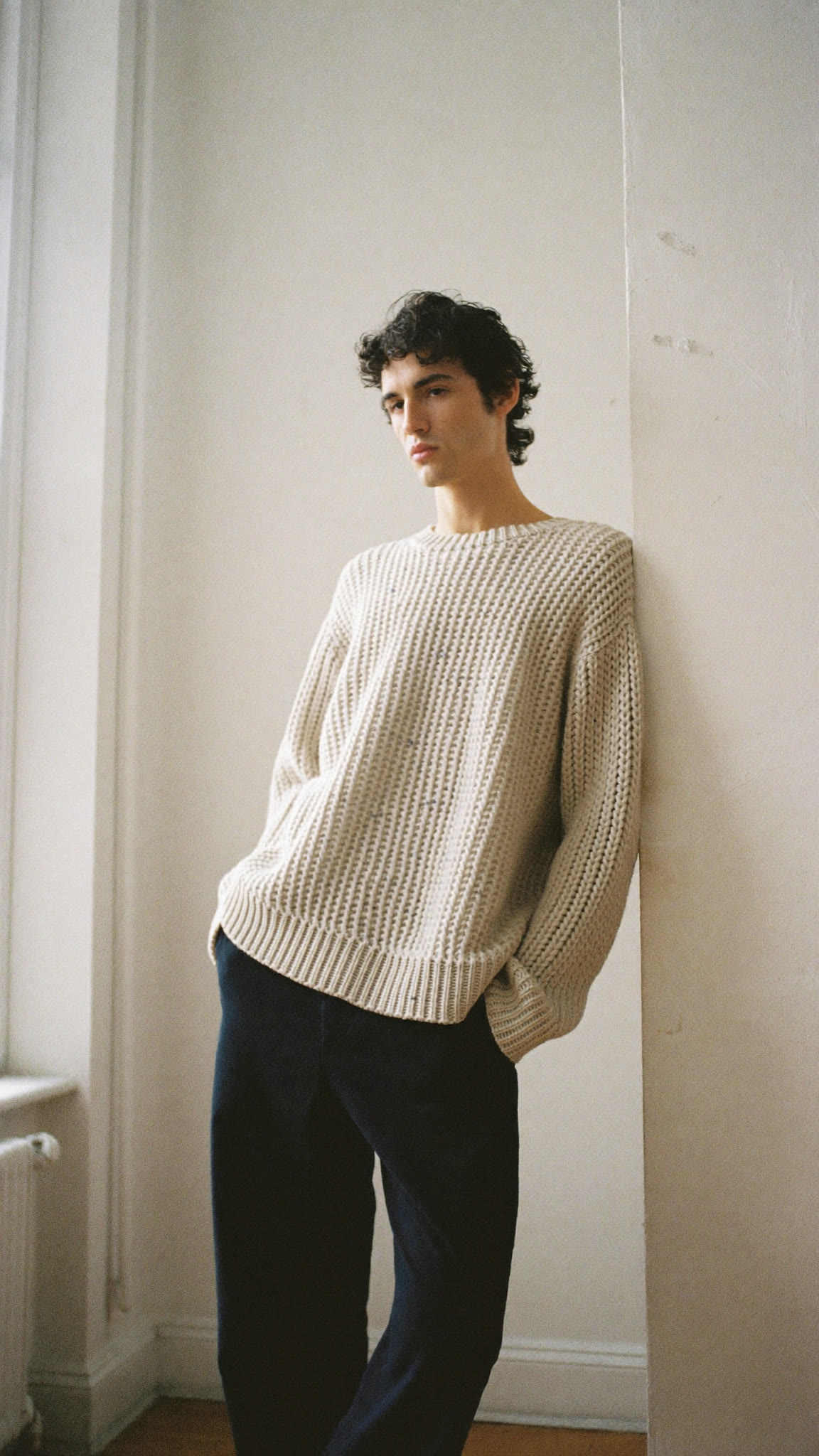 Minimal, chunky ecru knit