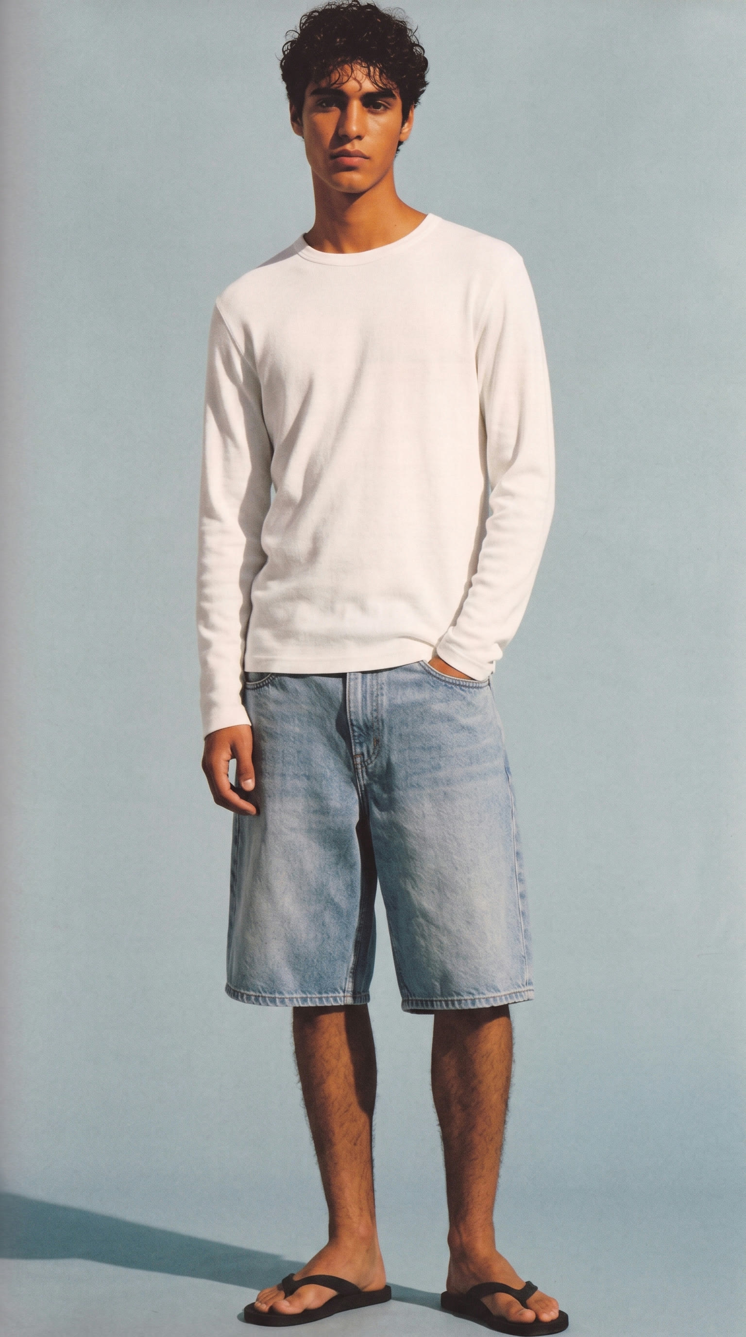 Resort, striped shirt, workwear shorts