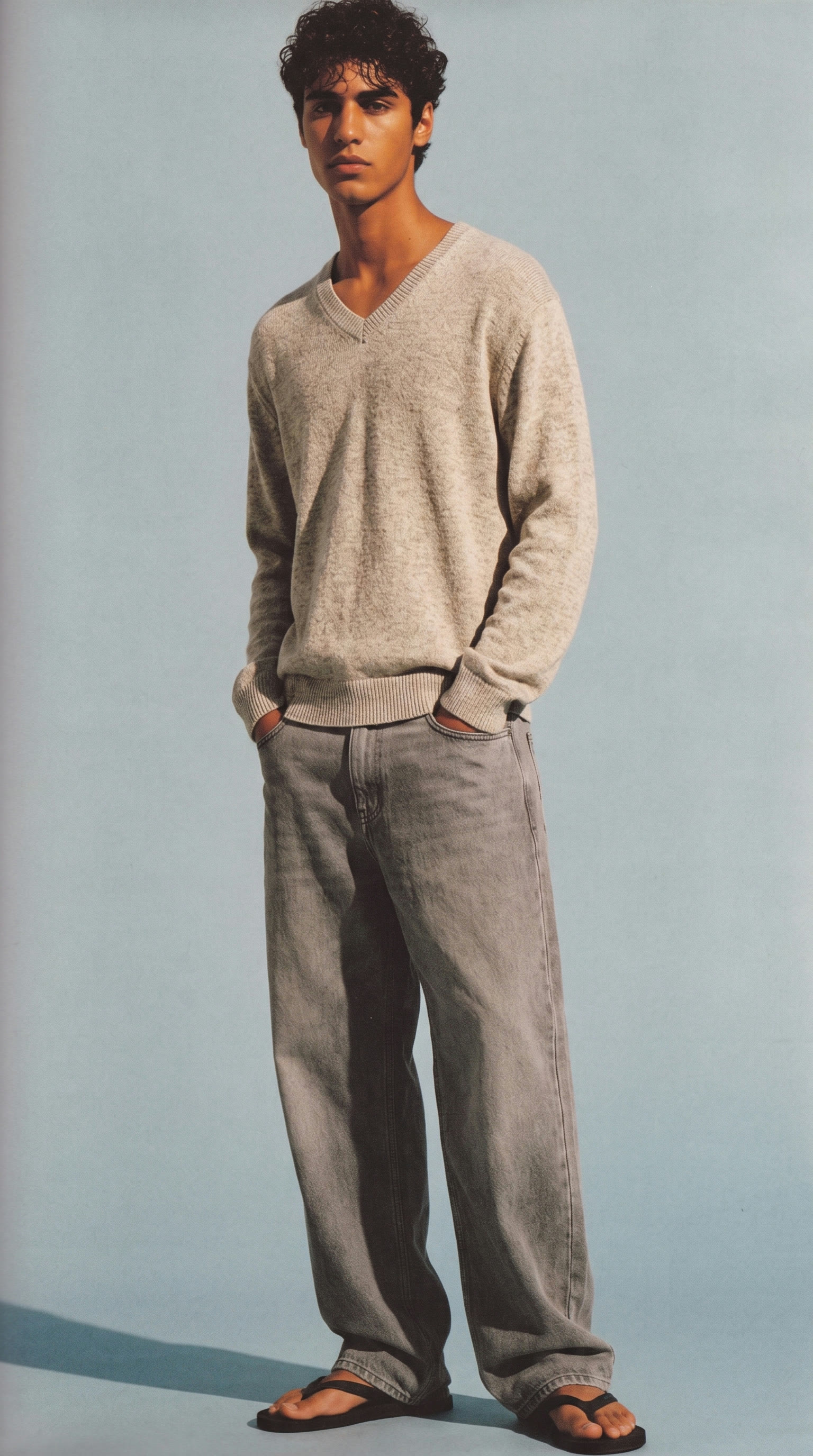 Resort, checked camp shirt, cream trousers