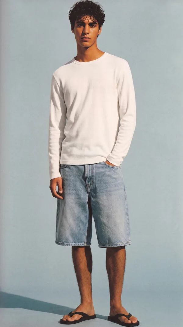 Streetwear, striped shirt, workwear shorts
